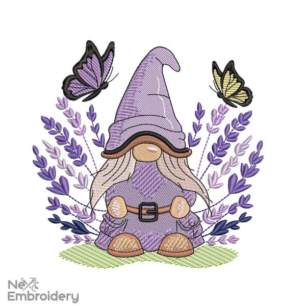 Lavender Girl Gnome Embroidery Design, Spring Easter Embroidery Designs, Holiday Embroidery Designs