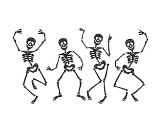 Disegno da ricamo di scheletri di Halloween, disegno da ricamo di scheletro di zucca di Halloween, file da ricamo a macchina di Halloween
