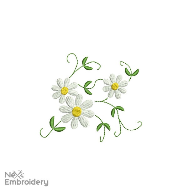 Mini Daisy Flowers Embroidery Design, Instant Download