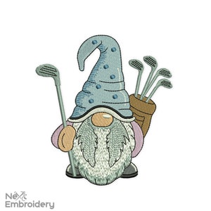Golf Gnome Embroidery Design, Sport Embroidery Design, Instant Download