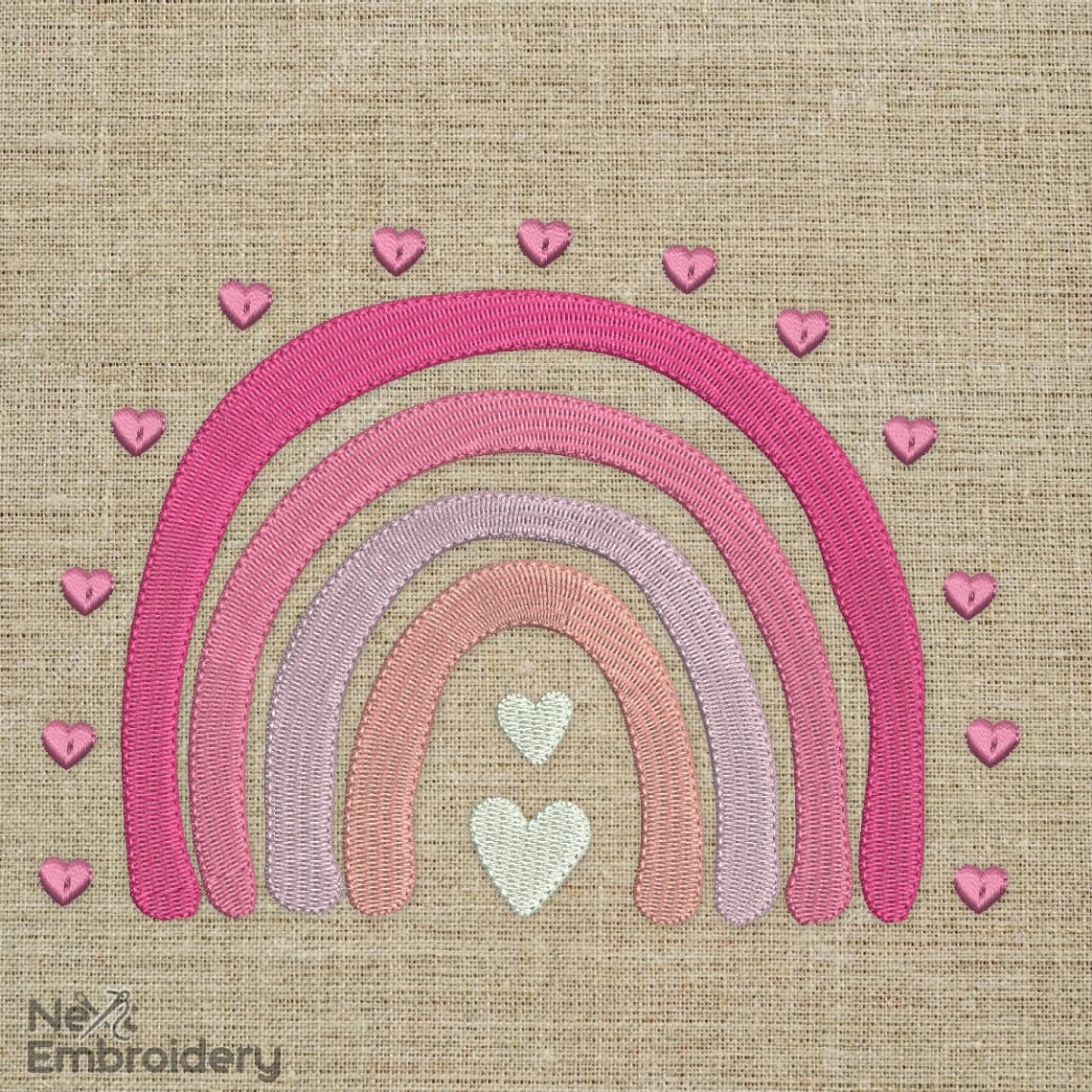 Boho Rainbow Hearts Embroidery Design (instant Download) - Etsy