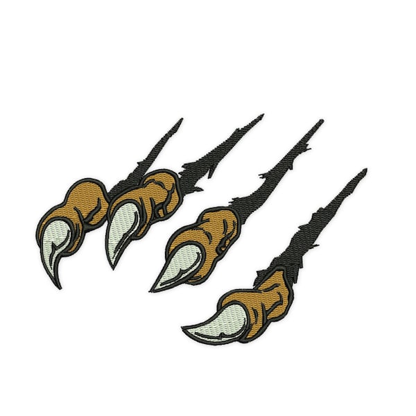 Claw Mark Embroidery design. Predator claws. Machine Embroidery Design.