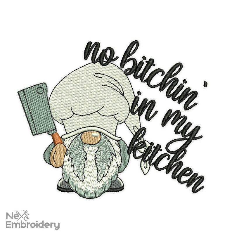Borduurontwerp met keukenbundel. Borduurontwerp Chef Gnome, direct downloaden afbeelding 5