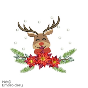 Christmas Deer Embroidery Designs, Reindeer Embroidery Designs, Machine Embroidery File
