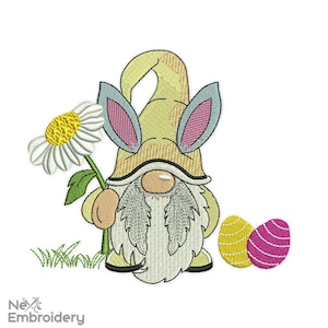 Easter Gnome Embroidery Design. Easter Embroidery Designs, Holiday Embroidery Designs