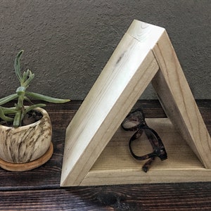 Nightstand Book Holder, Book Stand, Wood Bookmark, Wooden Bookmark, Small Bookshelf, Book Lover Gift, Triangle Shelf, Bedroom Decor, Rustic image 5