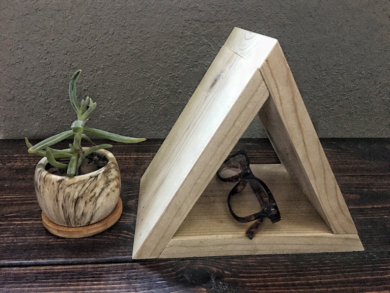 Nightstand Book Holder, Book Stand, Wood Bookmark, Wooden Bookmark, Small Bookshelf, Book Lover Gift, Triangle Shelf, Bedroom Decor, Rustic image 5