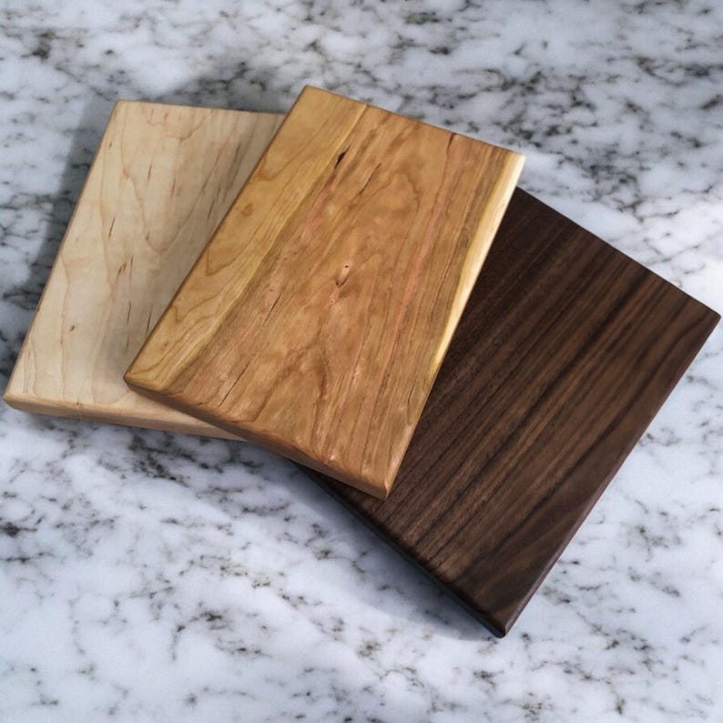 Non-Toxic, One Piece Solid Wood Cutting/Charcuterie Board, Natural, Chemical Free, Organic, Handmade from Maple, Cherry, or Walnut Hardwood