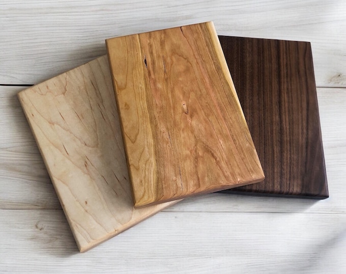 Non-Toxic, One Piece Solid Wood Cutting/Charcuterie Board, Natural, Chemical Free, Organic, Handmade from Maple, Cherry, or Walnut Hardwood