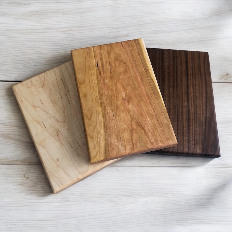 Non-Toxic, One Piece Solid Wood Cutting/Charcuterie Board, Natural, Chemical Free, Organic, Handmade from Maple, Cherry, or Walnut Hardwood