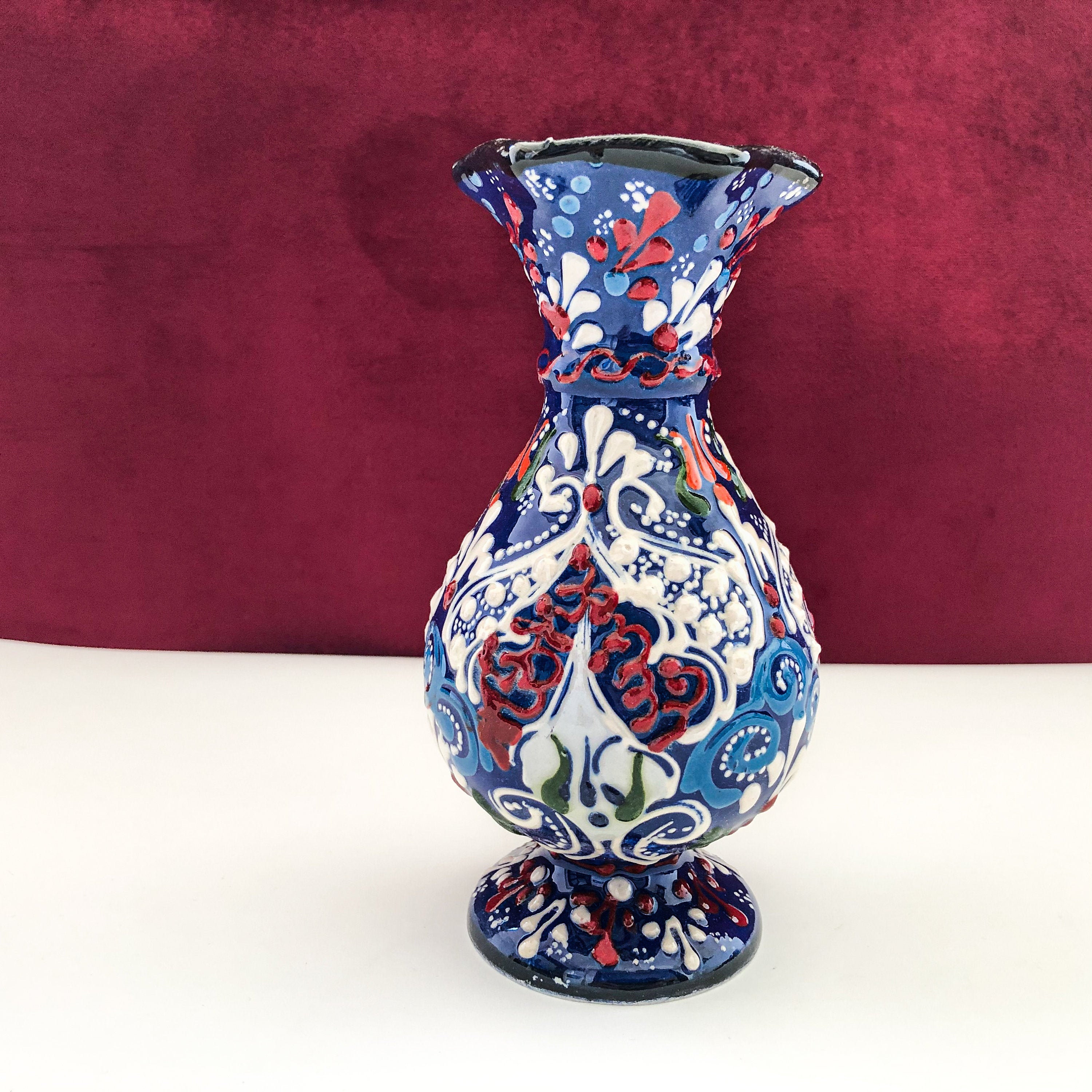 Handmade Ceramic vase Turkish Tile vase Decorative Tiled Etsy