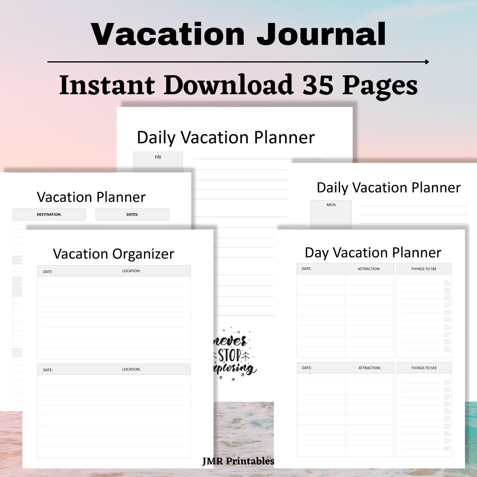 Vacation Journal, Printable Vacation Planner Letter Size, Travel ...