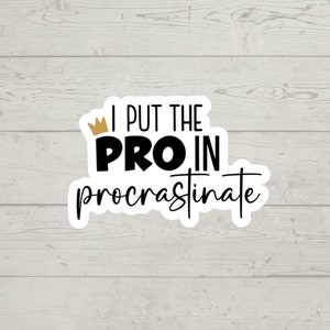 I put the Pro in procrastinate sticker waterproof glossy vinyl sticker cute gift tumbler laptop sticker decal water bottle trending gift