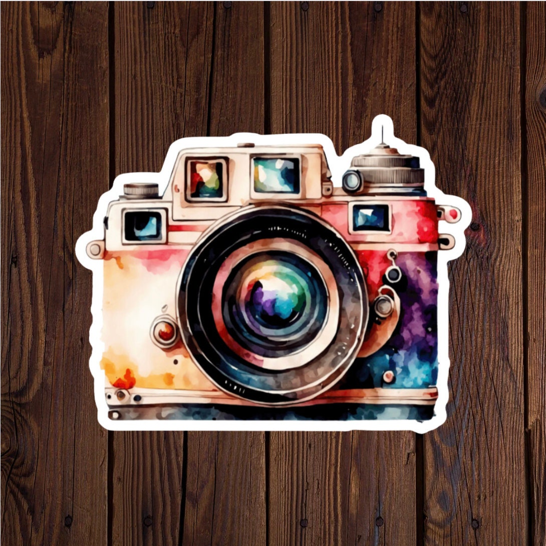 Camera Vintage Sticker Colorful Waterproof Glossy Vinyl Sticker Cute ...
