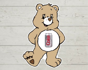 Diet Coke care bear sticker waterproof glossy vinyl sticker cute gift tumbler laptop sticker decal water bottle trending gift
