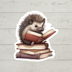 Adesivo per lettura riccio adesivo in vinile lucido impermeabile colorato regalo carino adesivo per laptop bicchiere decalcomania bottiglia d'acqua regalo di tendenza