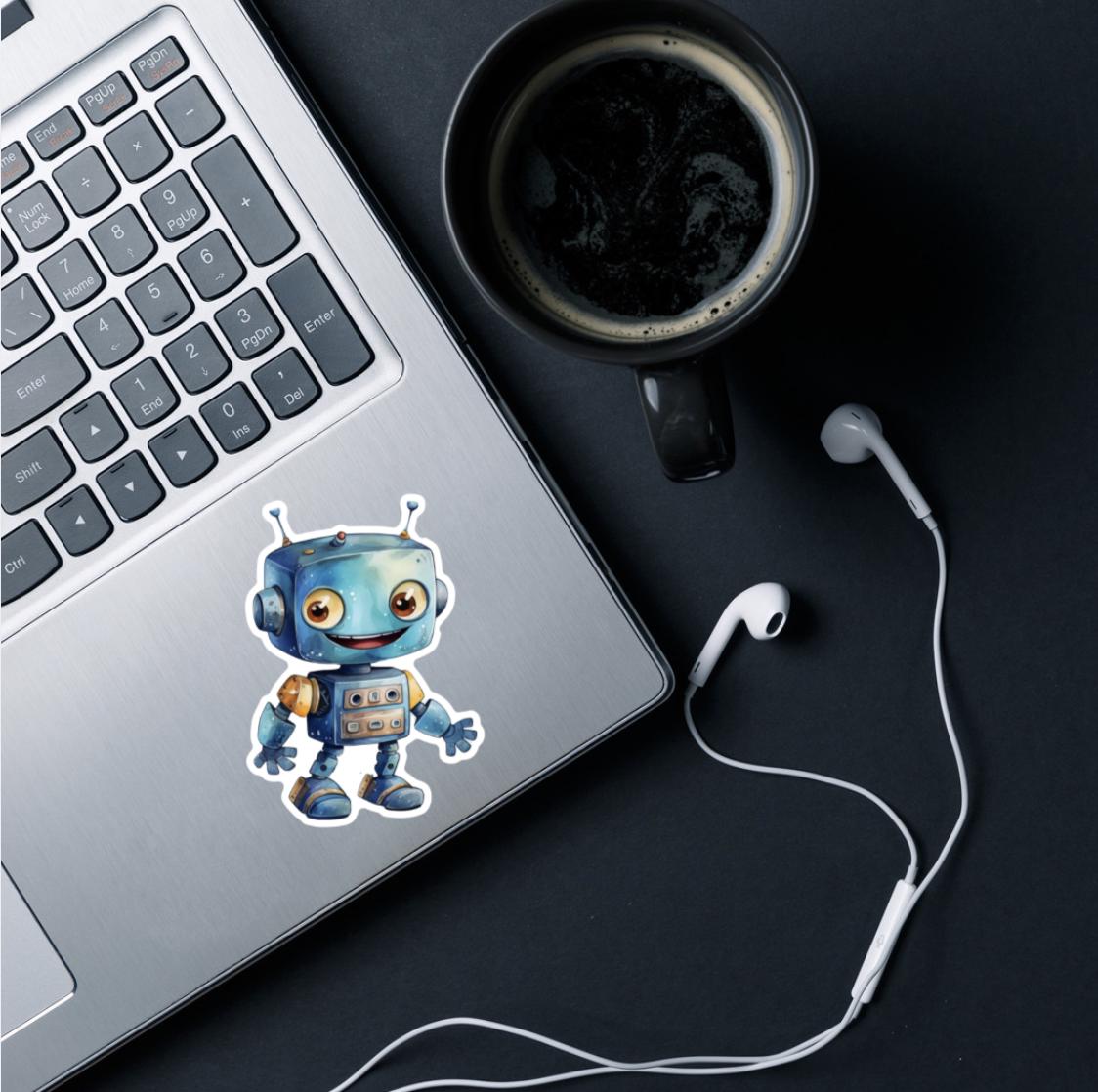 Robot Sticker Waterproof Glossy Vinyl Sticker Cute Gift Tumbler Laptop ...