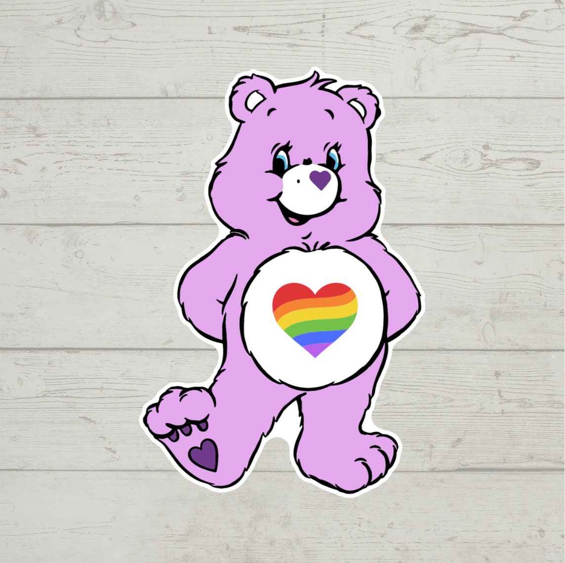 Pride care bear sticker waterproof glossy vinyl sticker cute gift tumbler laptop sticker decal water bottle trending gift