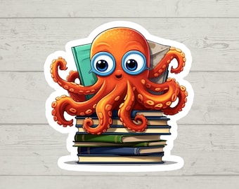Bookworm Octopus Sticker