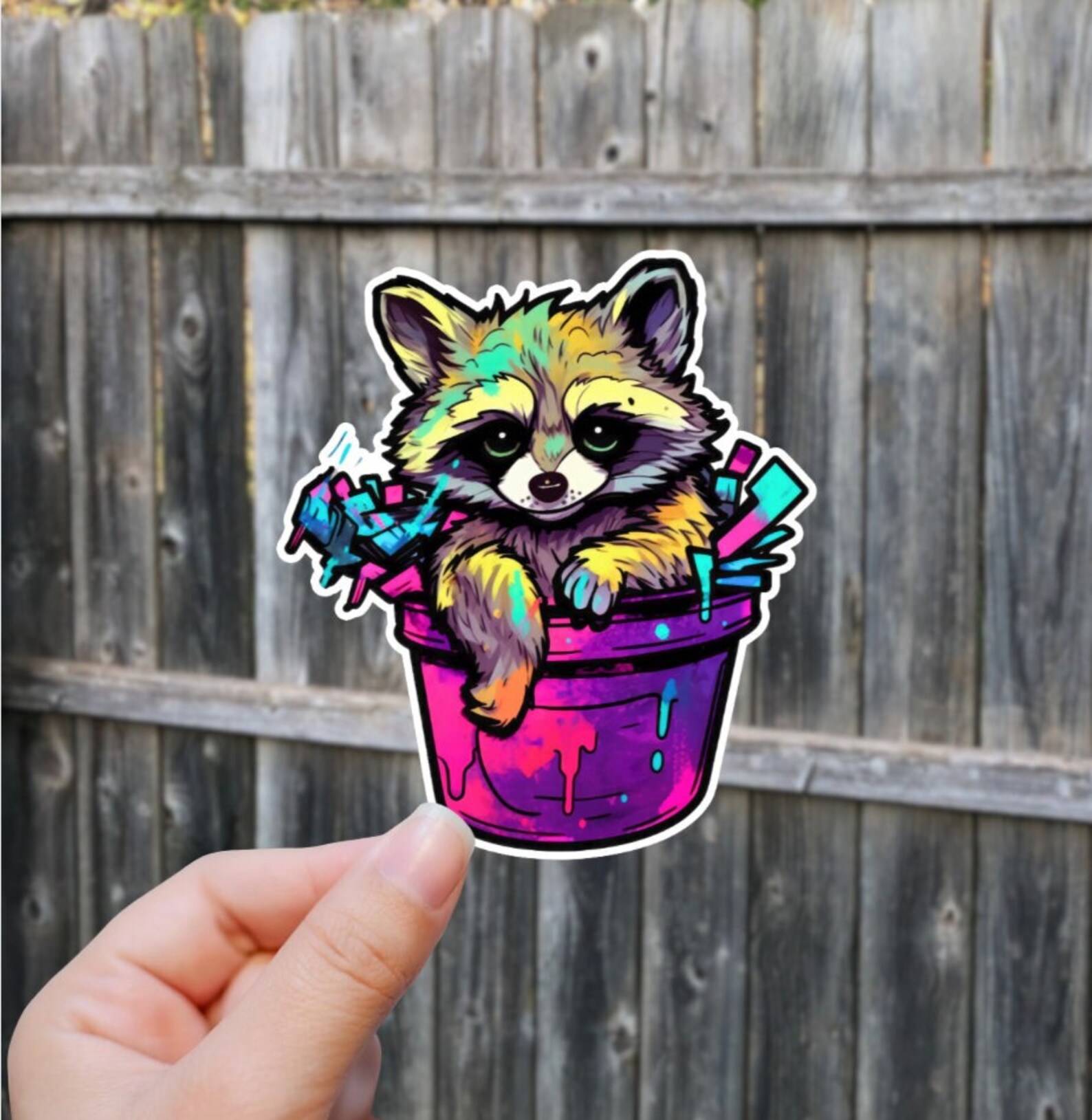 Sticker Racoon Raccoon Sticker Waterproof Glossy Vinyl Sticker Cute Gift Tumbler ...