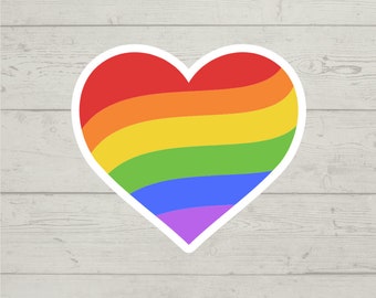 Rainbow heart sticker waterproof glossy vinyl sticker cute gift tumbler laptop sticker decal water bottle trending gift
