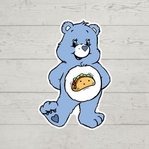 Adesivo taco care bear adesivo in vinile lucido impermeabile colorato regalo carino adesivo per laptop bicchiere decalcomania bottiglia d'acqua regalo di tendenza