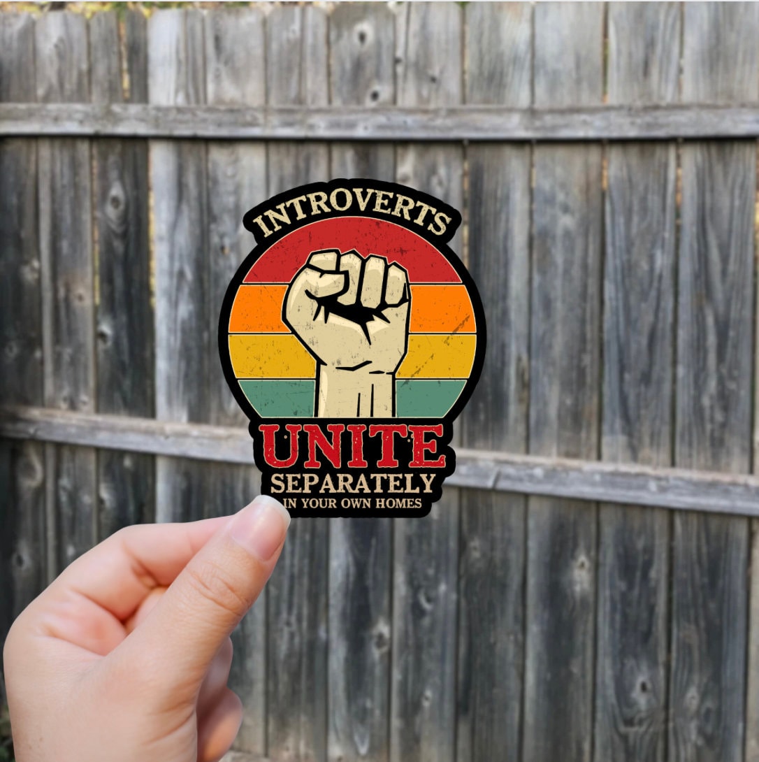 Introvert Sticker Introverts Unite Sticker Colorful Waterproof Glossy Vinyl Sticker Cute ...
