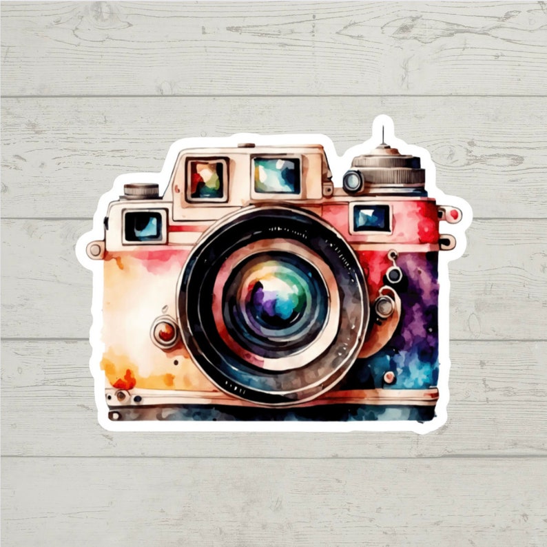 Camera Vintage Sticker Colorful Waterproof Glossy Vinyl Sticker Cute ...