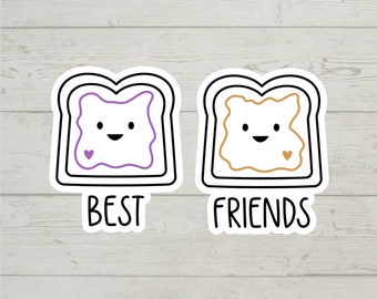 Best Friends peanut butter and jelly sticker colorful waterproof glossy vinyl sticker cute gift tumbler laptop sticker decal water bottle