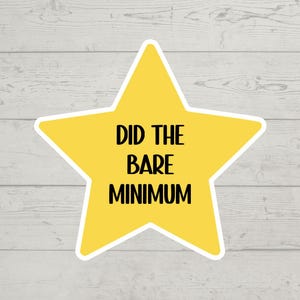 Did the Bare Minimum Gold Star sticker waterproof glossy vinyl sticker cute adult sticker gift for her laptop sticker decal