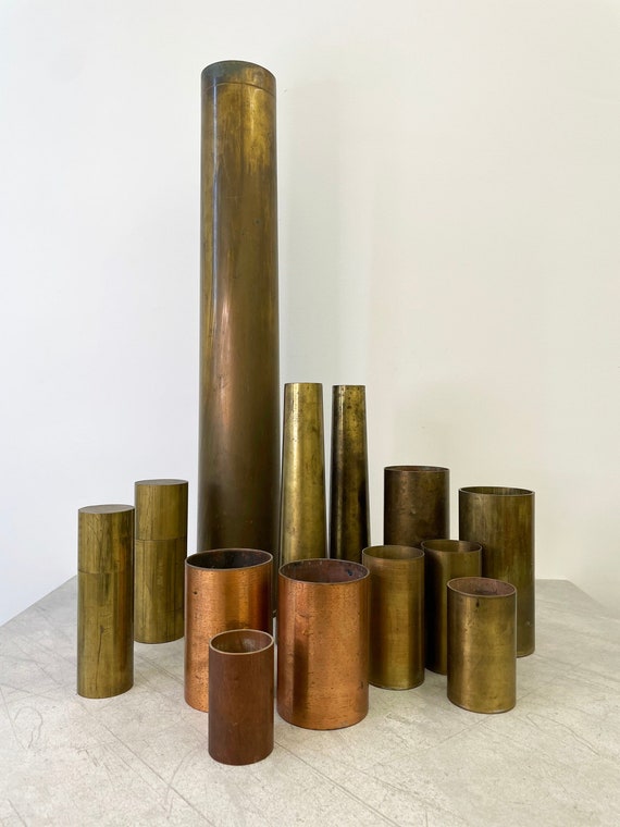 Vintage XL Solid Brass Vase Etsy