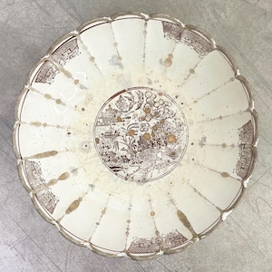 Large Antique Scalloped Melon Bowl