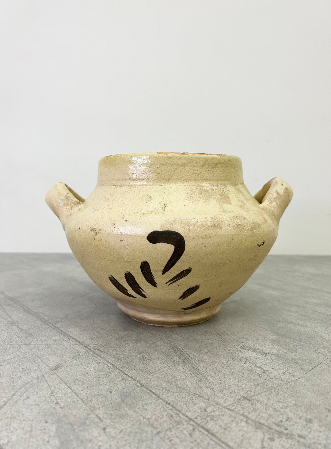 Antique Hand Painted 2handle Pot Etsy