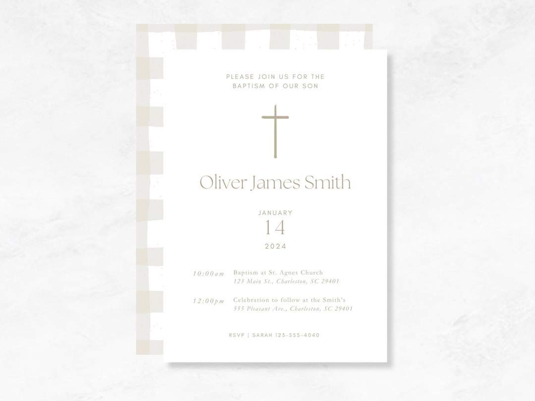 Editable Baptism Christening Cross Invitation Invitation Etsy