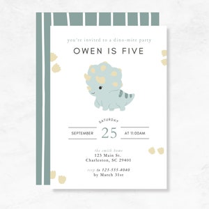 Editable Dinosaur Birthday Party Invitation, Dinosaur Party Invite, Dino-mite Party Invite, Kids Birthday Party Invitation