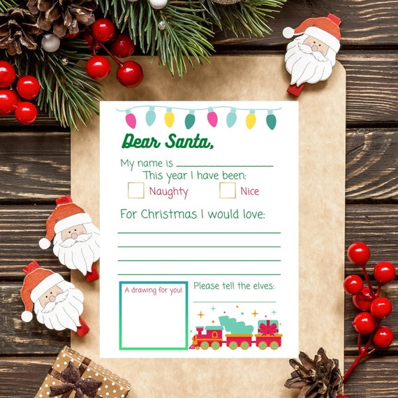 Letter to Santa  Digital Template  Christmas Wish List