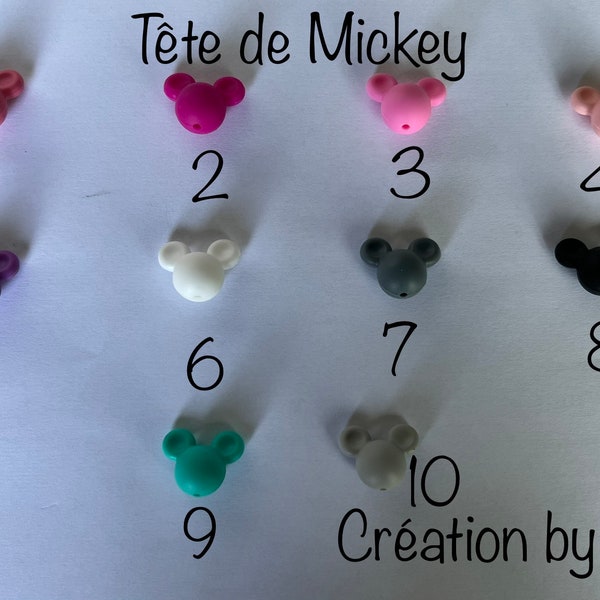 Perles silicone tête de Mickey