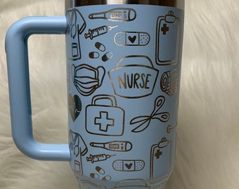 Nurse Medical Scrubs 40oz Laser Engraved Tumbler