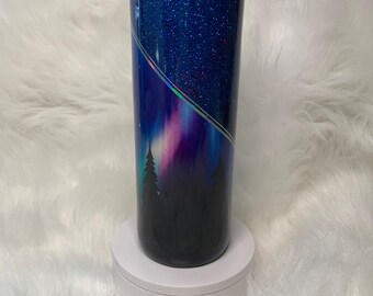 Northern Lights Midnight 20oz Tumbler/Nighttime Sky/Camping Tumbler/Midnight Sky/Outdoors Cup/Stainless Steel Hot or Cold Beverage