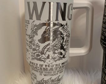 Fourth Wing Laser Engraved Tumbler: 40oz Insulated Dragon Rider Cup