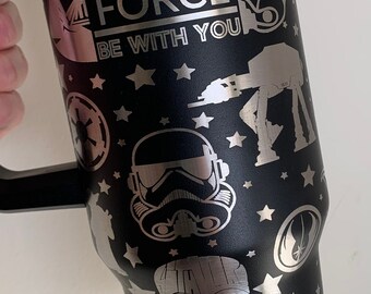 Star Wars Black Copper or Stainless 40oz Laser Engraved Handled Tumbler