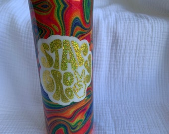 Stay Groovy Hippie 20oz Tumbler/Groovy Tumbler/ Psychedelic Tumbler/Cup With Straw/Stainless Steel Tumbler/Beverage Cup