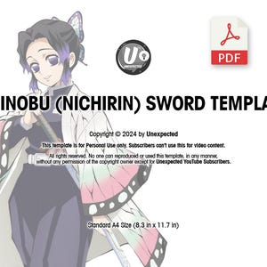 Shinobu (Hashira) Nichirin Template - A4 PDF Blueprint for DIY