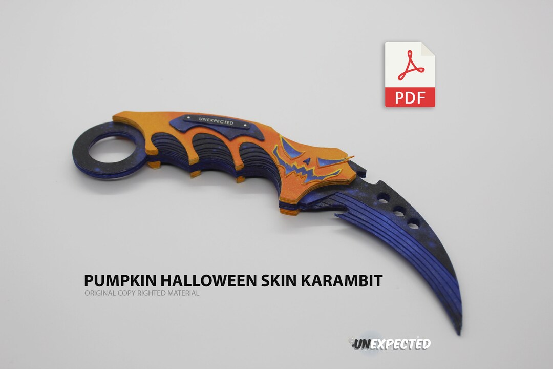 Paper Karambit pumpkin Halloween Skin Downloadable Template Etsy