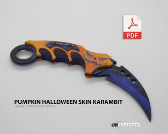 Paper Karambit (Pumpkin Halloween Skin) Downloadable Template