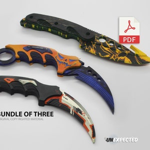 Bundle of Three Knives Paper Template