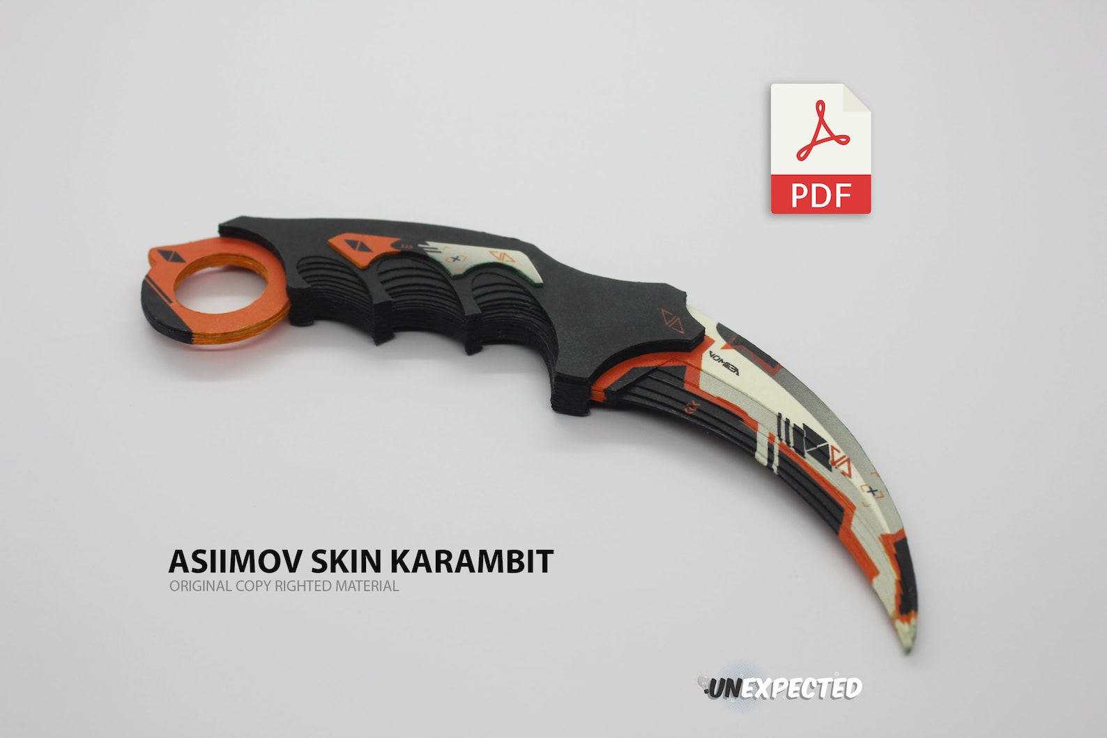 Paper Karambit asiimov Skin Downloadable Template Etsy