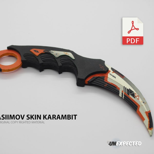 Paper Karambit (Asiimov Skin) Downloadable Template