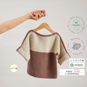 Hand Knit Sweater Organic Cotton New Born Baby Clothes Gift, Gender Neutral Baby Clothing Coming Home Outfit Eco Friendly