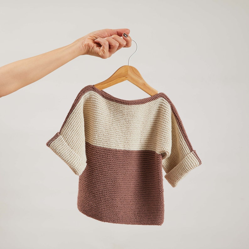 Hand Knit Sweater Organic Cotton New Born Baby Clothes Gift, Gender Neutral Baby Clothing Coming Home Outfit Eco Friendly Ecru-Burgındy